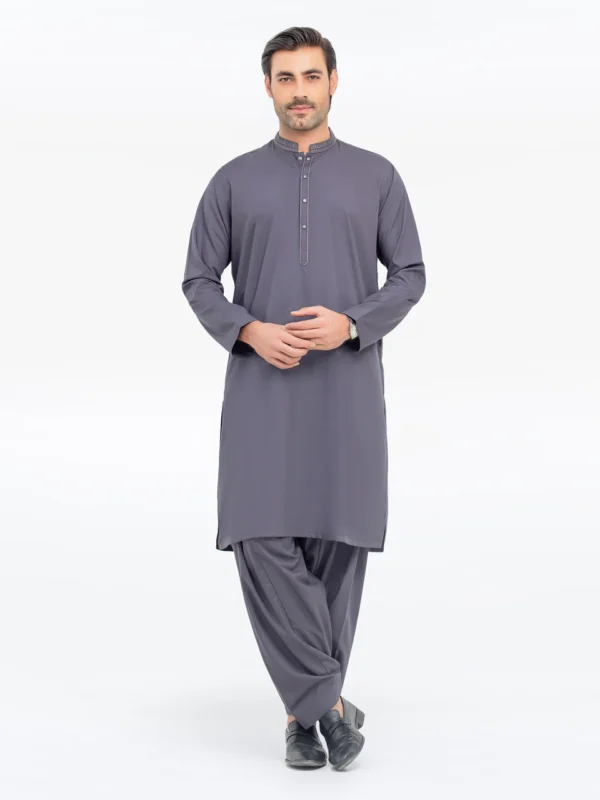 25_M_MenKurtaShalwar_EMTKS5-41156_1 Men's Dark Grey Kurta Shalwar