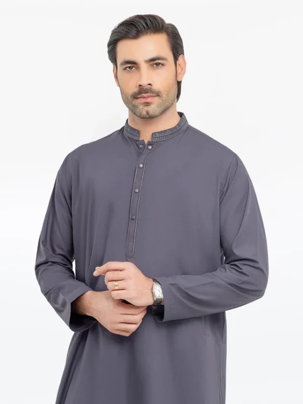 25_M_MenKurtaShalwar_EMTKS5-41156_2 Men's Dark Grey Kurta Shalwar