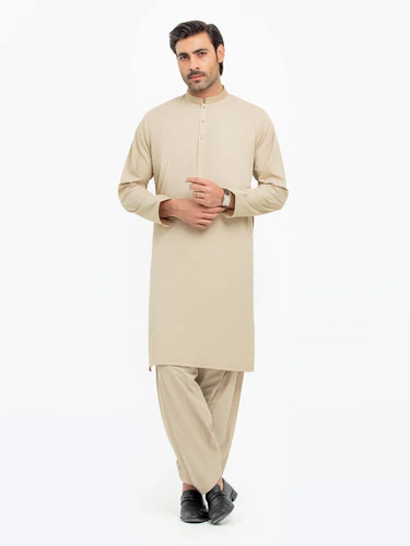 25_M_MenKurtaShalwar_EMTKS5-41157_1 Men's Khaki Kurta Shalwar
