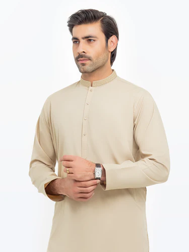 25_M_MenKurtaShalwar_EMTKS5-41157_2 Men's Khaki Kurta Shalwar