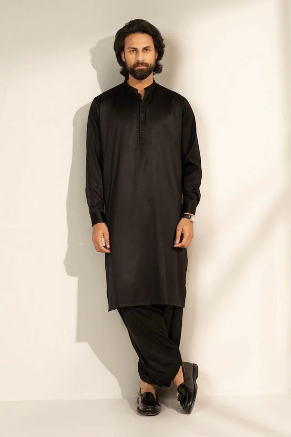Men's Sage Black Shalwar Kameez