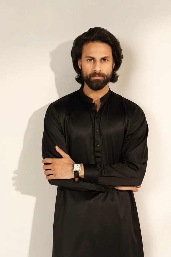 Men's Sage Black Shalwar Kameez