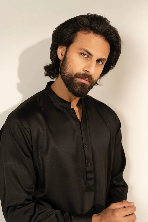 Men's Sage Black Shalwar Kameez